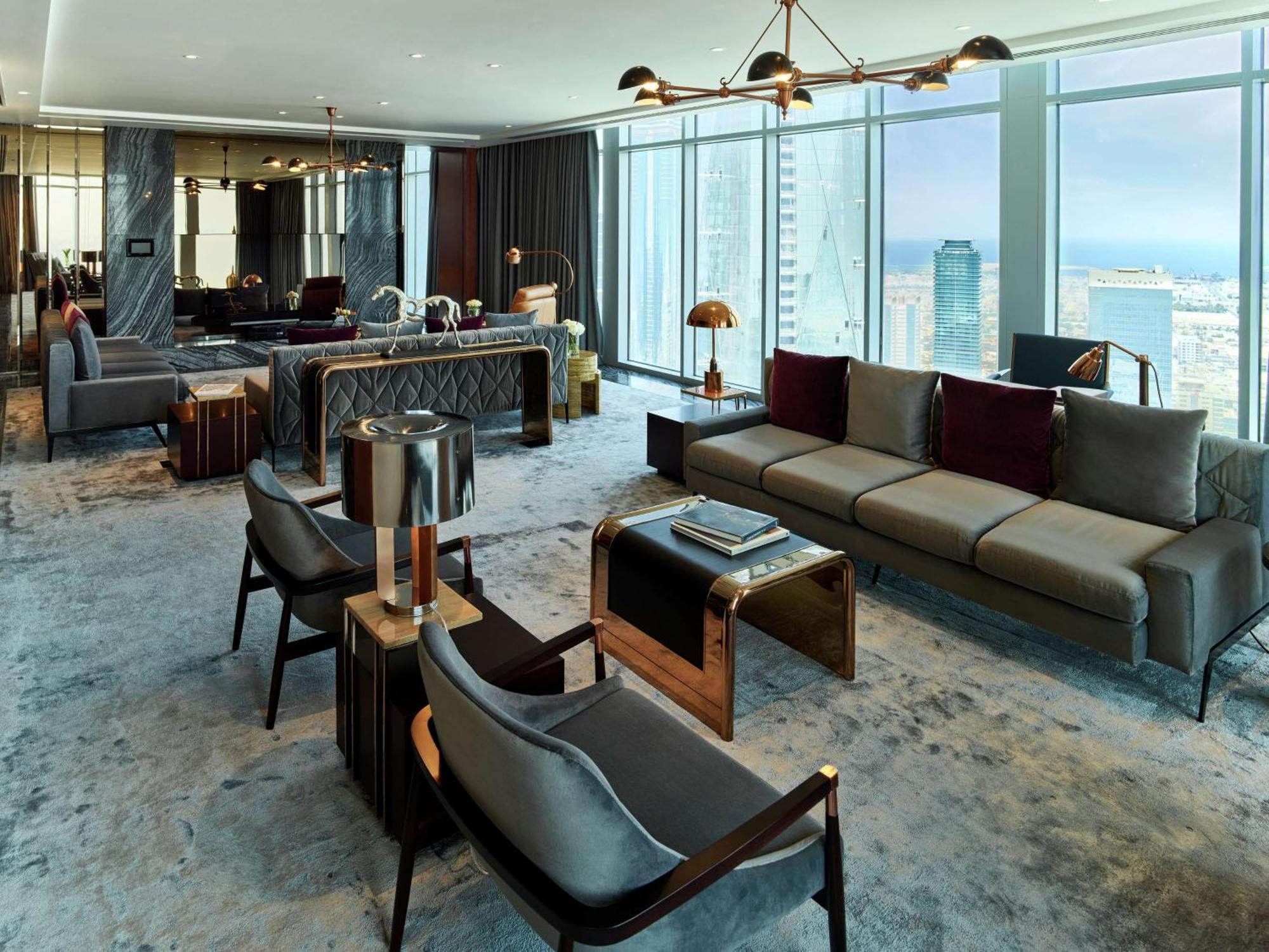 Waldorf Astoria Dubai International Financial Centre Hotel Exterior foto The living room of the Presidential Suite